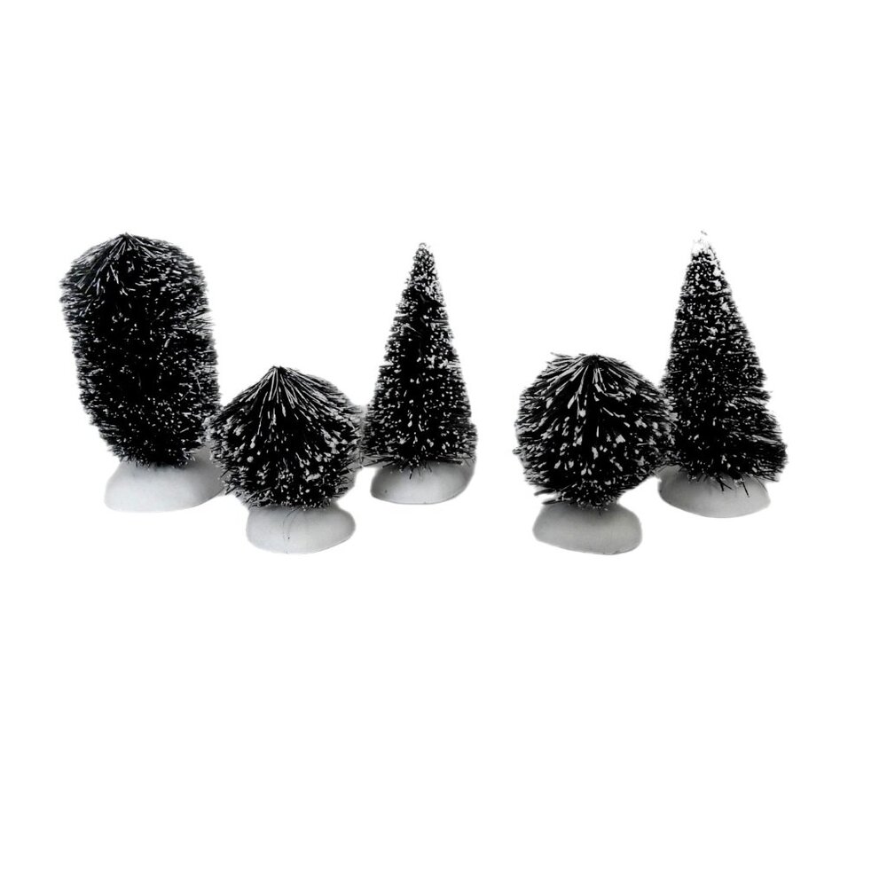Vintage Miniature Bottlebrush Trees Frosted Topiary Department 56 Set of 5